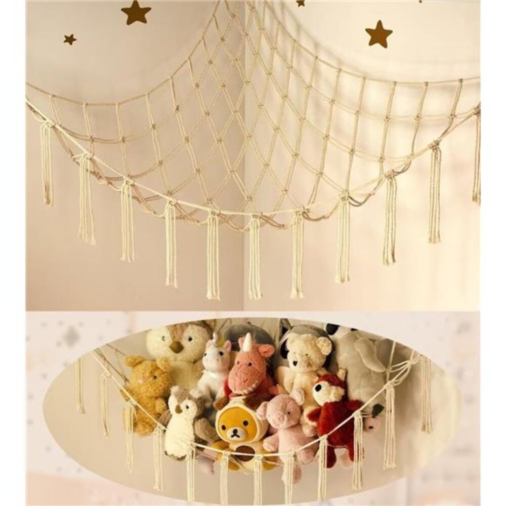 Stuffed animal hammock large toy storage net for kids bedroom nursery decor